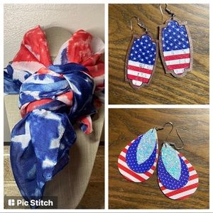 Americana scarf and earrings bundle #3